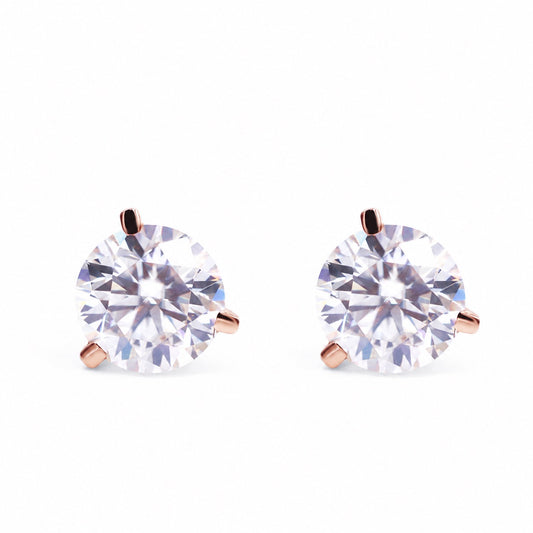 Round moissanite studs, front view