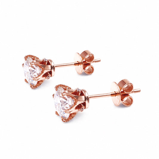 Rose gold studs showing the post fittings