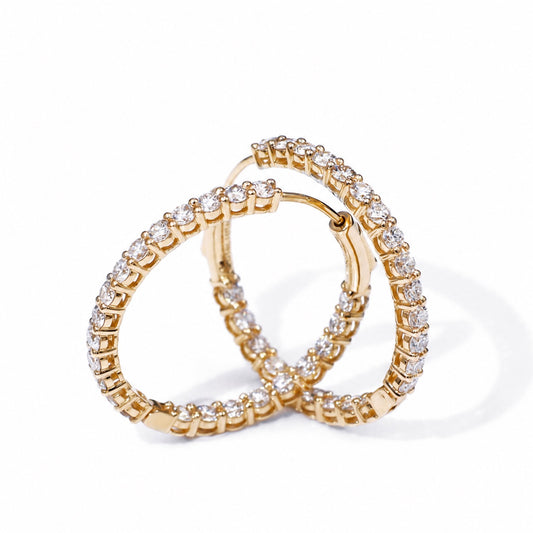 Lab diamond hoops showing their circular profiles