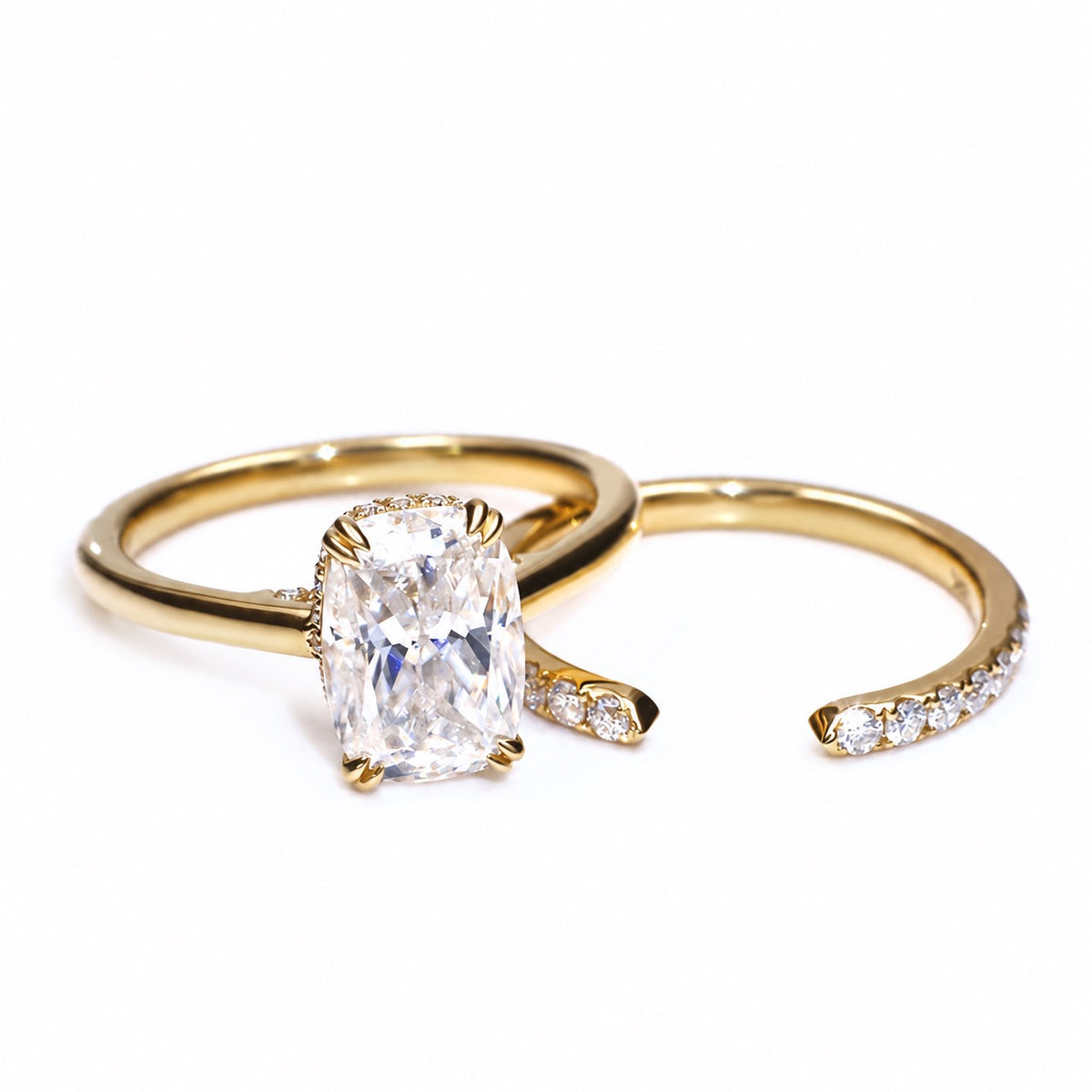 Engagement ring and coordinating open companion band