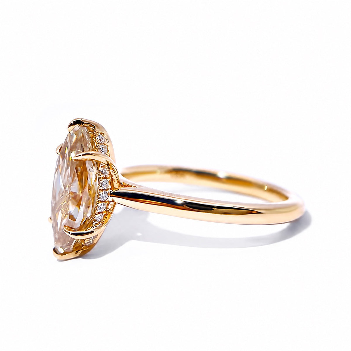 Champagne marquise ring, side profile