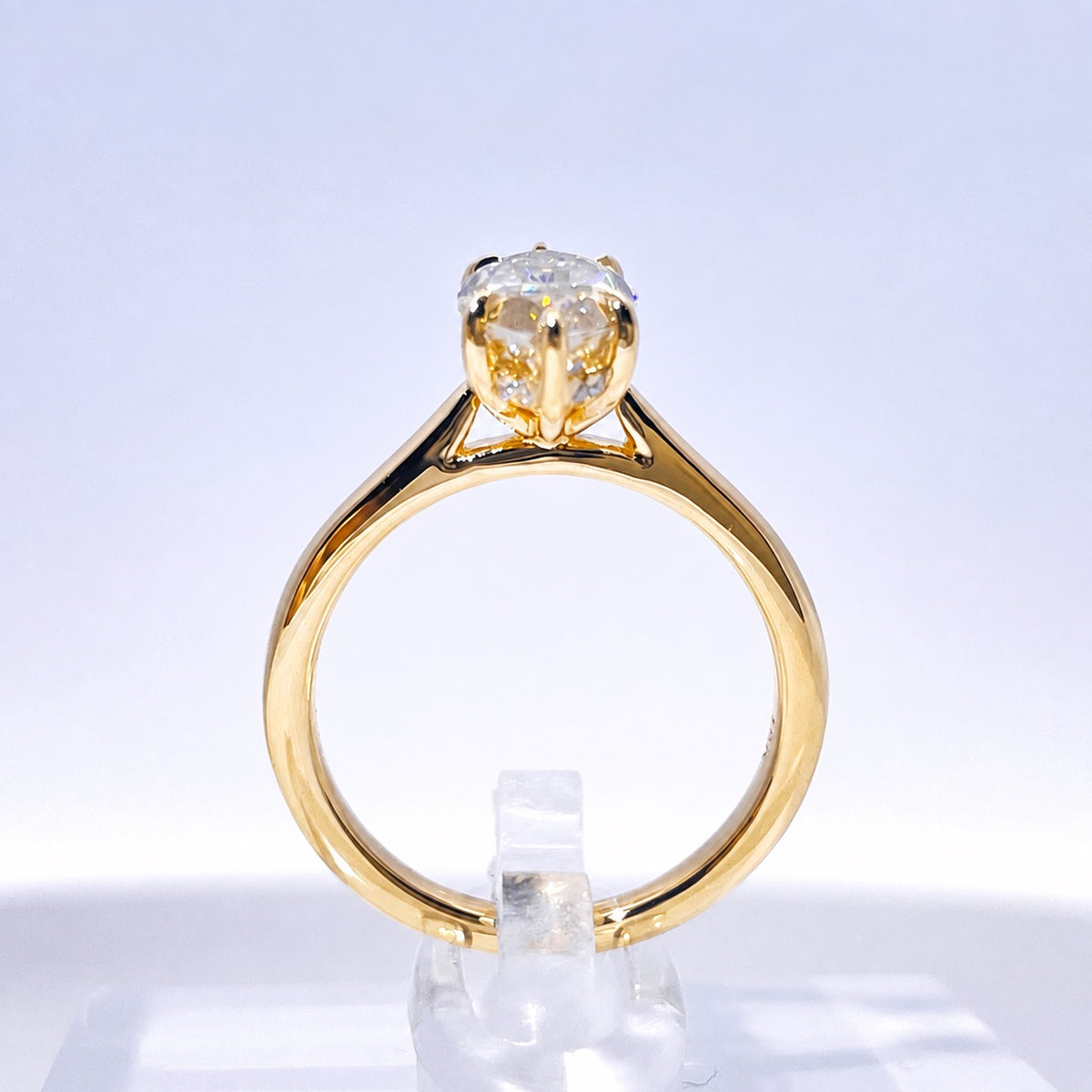 Champagne marquise ring showing the raised setting