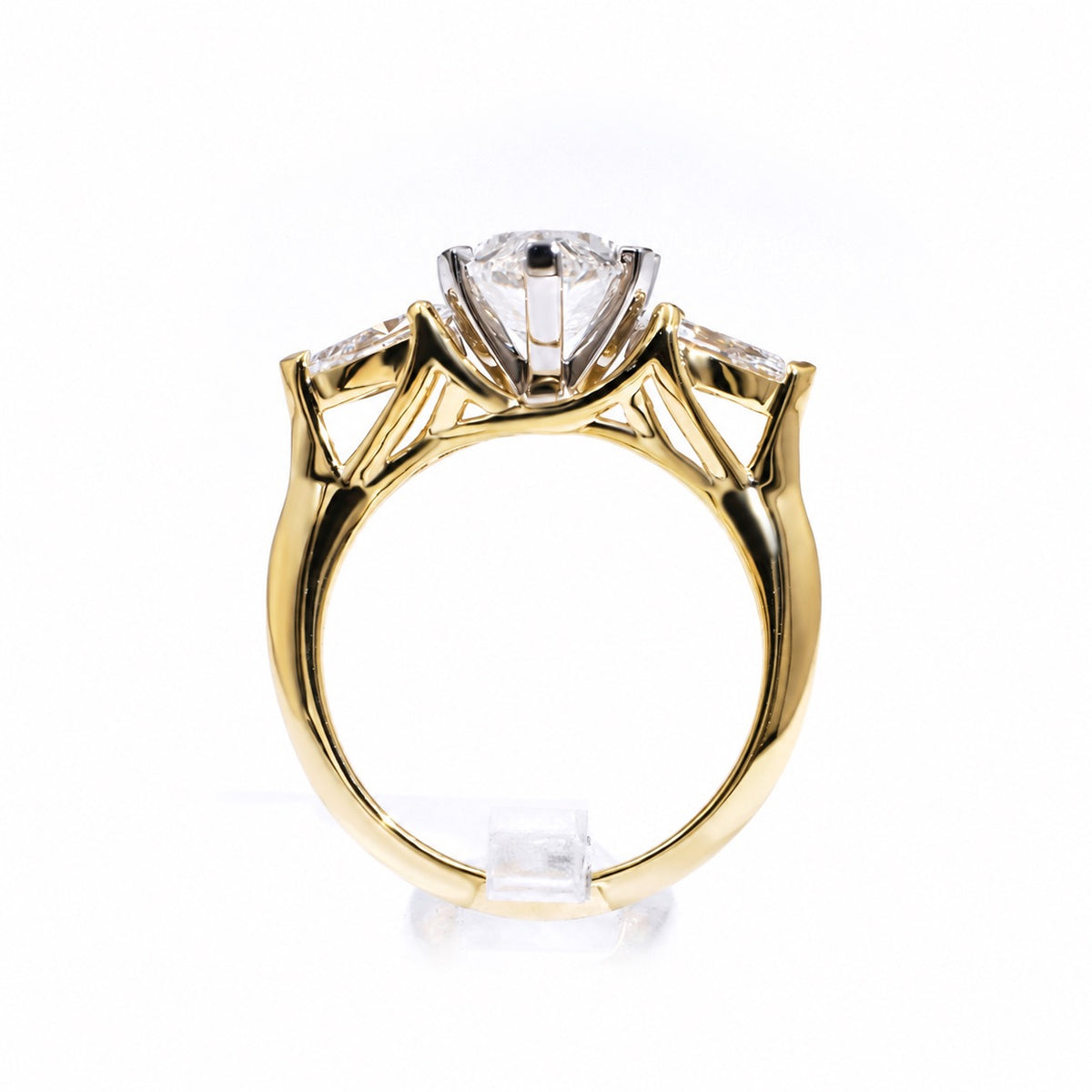 Trilogy ring showing the open gallery
