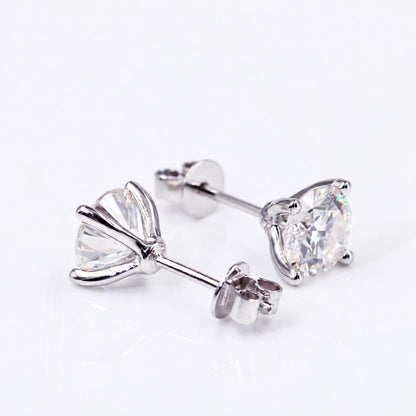 Moissanite studs with open baskets and post fittings