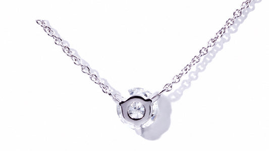 Reverse of the white gold three-prong moissanite setting