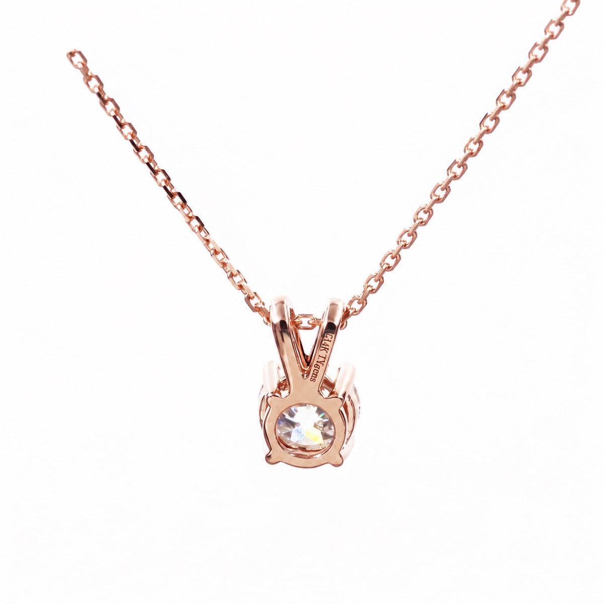 Reverse of the rose gold solitaire pendant setting