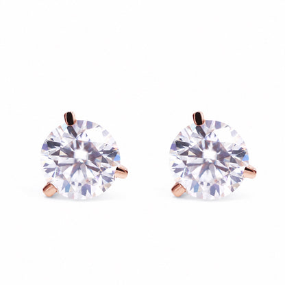 Round moissanite studs, front view