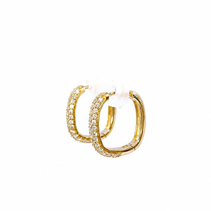 Pavé lab diamond hoop earrings in yellow gold