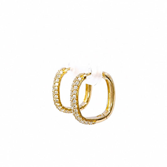 Pavé lab diamond hoop earrings in yellow gold