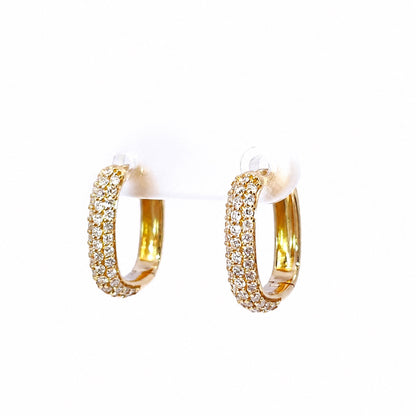 Gold lab diamond hoops viewed from the front