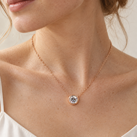 Bezel Moissanite Necklace