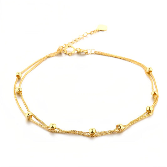24k gold bead station bracelet with extension chain